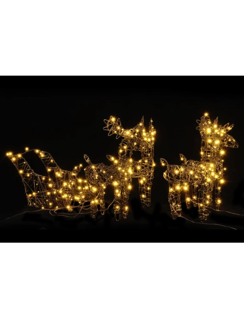 imagem de vidaXL Renas de Natal decorativas c/ trenó 320 LEDs vime branco quente3