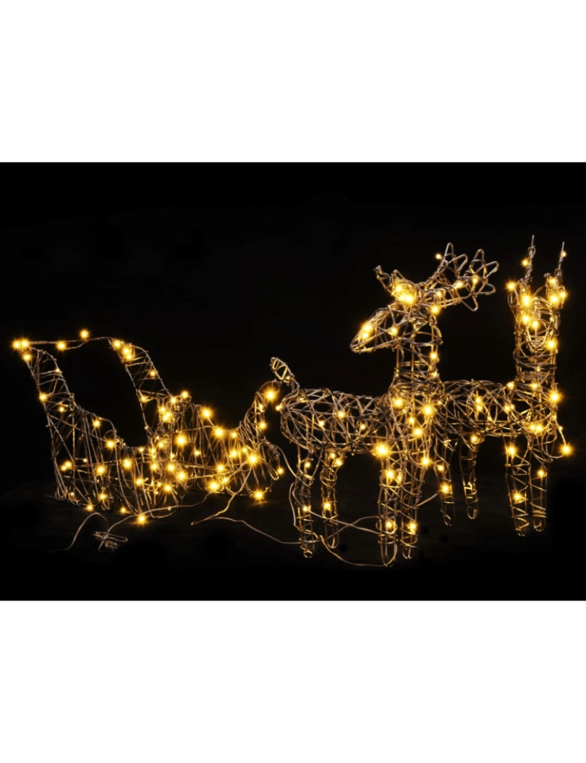 imagem de vidaXL Renas de Natal decorativas c/ trenó 160 LEDs vime branco quente3