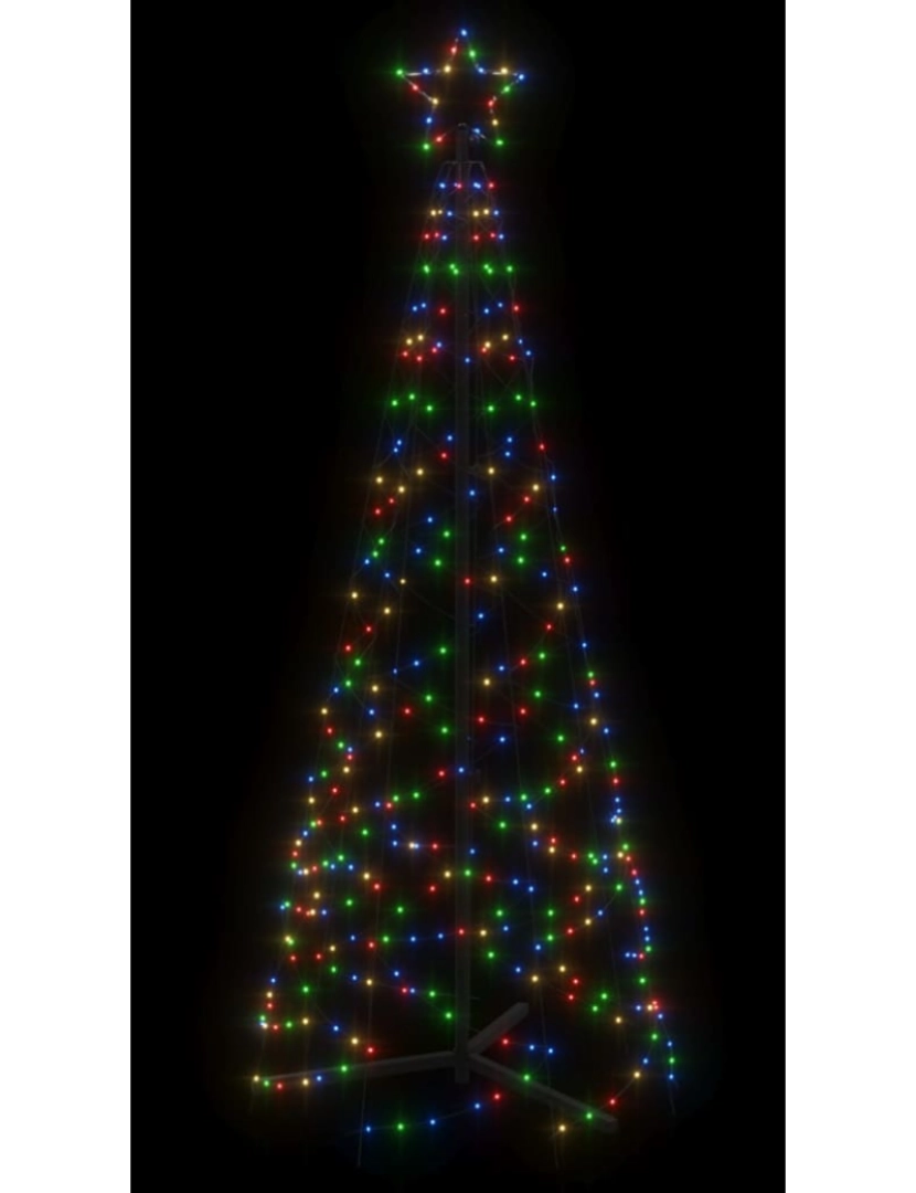 imagem de vidaXL Árvore de Natal em cone 200 luzes LED 70x180 cm colorido5