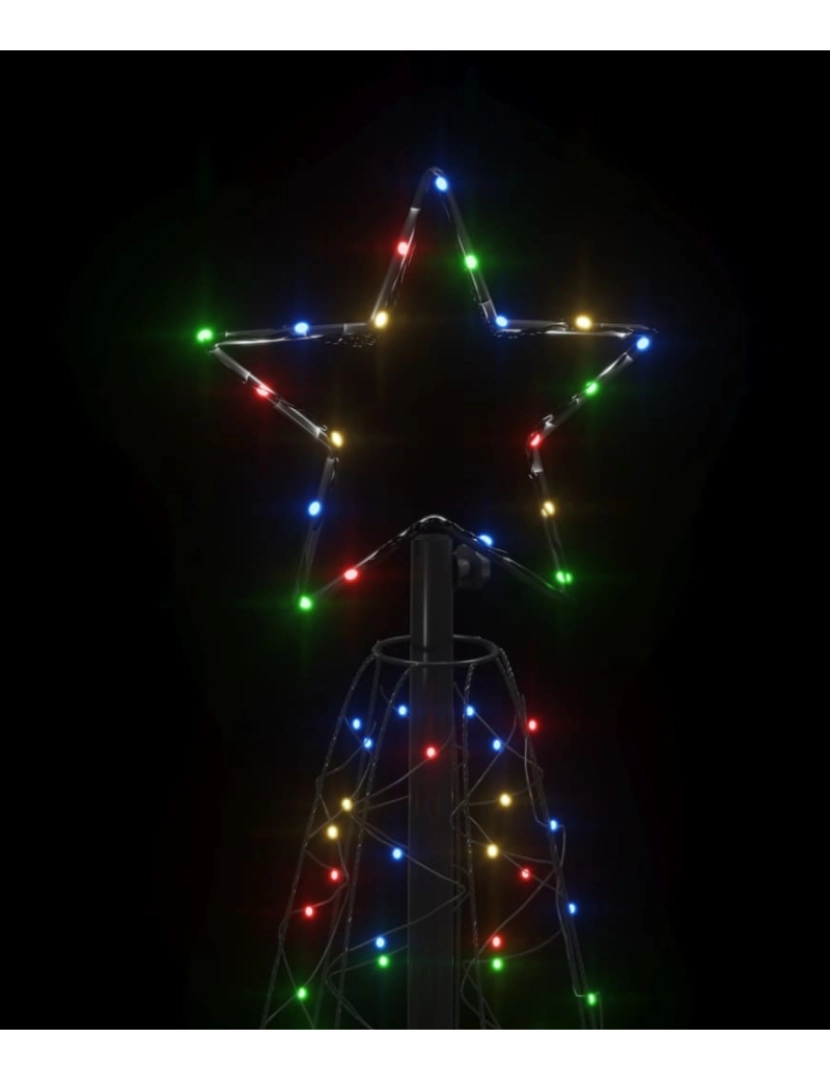 imagem de vidaXL Árvore de Natal em cone 200 luzes LED 70x180 cm colorido6