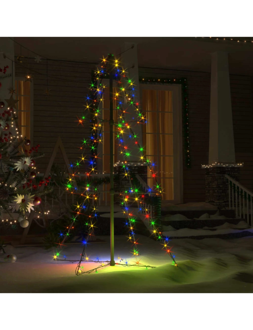 imagem de vidaXL Árvore de Natal em cone 160 LEDs 78x120 cm interior e exterior4