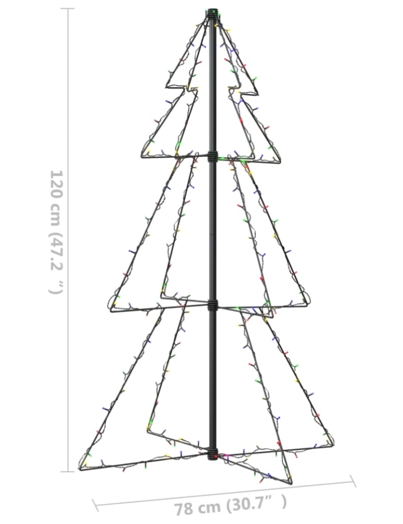 imagem de vidaXL Árvore de Natal em cone 160 LEDs 78x120 cm interior e exterior9