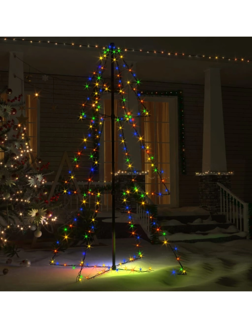 imagem de vidaXL Árvore de Natal em cone 200 LEDs 98x150 cm interior e exterior4