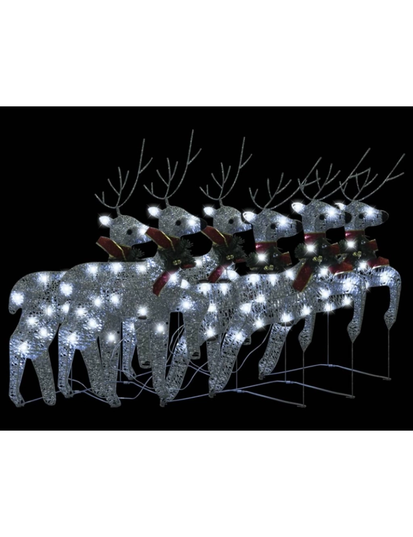 imagem de vidaXL Renas de Natal 6 pcs 120 luzes LED prateado4