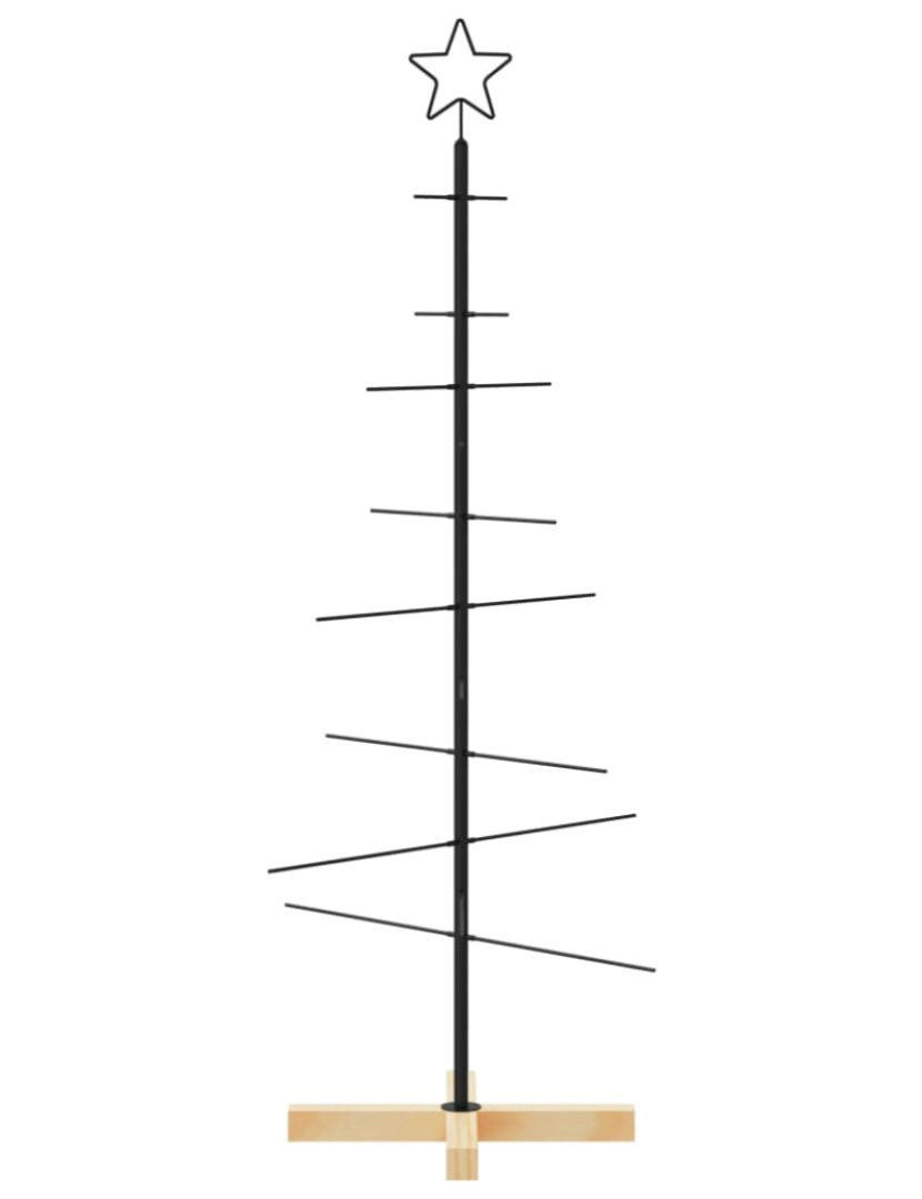 imagem de vidaXL Árvore de Natal de metal com base em madeira 120 cm preto4