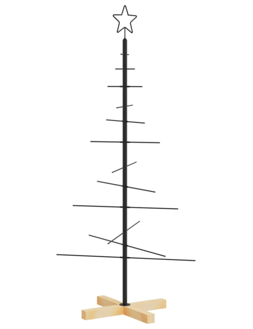 imagem de vidaXL Árvore de Natal de metal com base em madeira 120 cm preto6