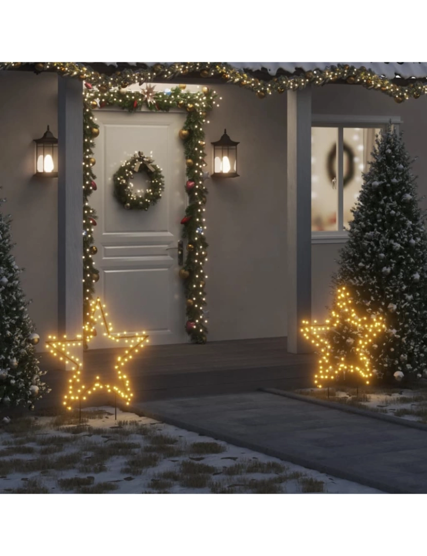 imagem de vidaXL Decoração estrela de Natal c/ luz e estacas 115 luzes LED 85 cm1