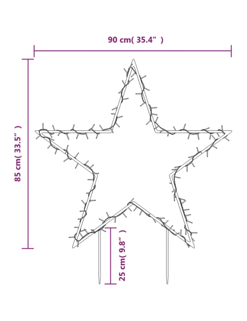 imagem de vidaXL Decoração estrela de Natal c/ luz e estacas 115 luzes LED 85 cm11