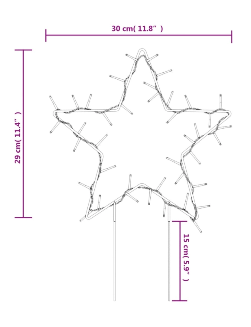 imagem de vidaXL Decoração estrela de Natal c/ luz e estacas 3 pcs 50 LEDs 29 cm11
