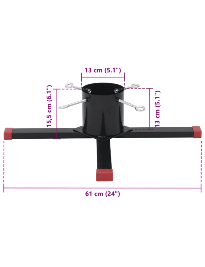 imagem de vidaXL Suporte para árvore de Natal 61x61x15,5 cm preto10