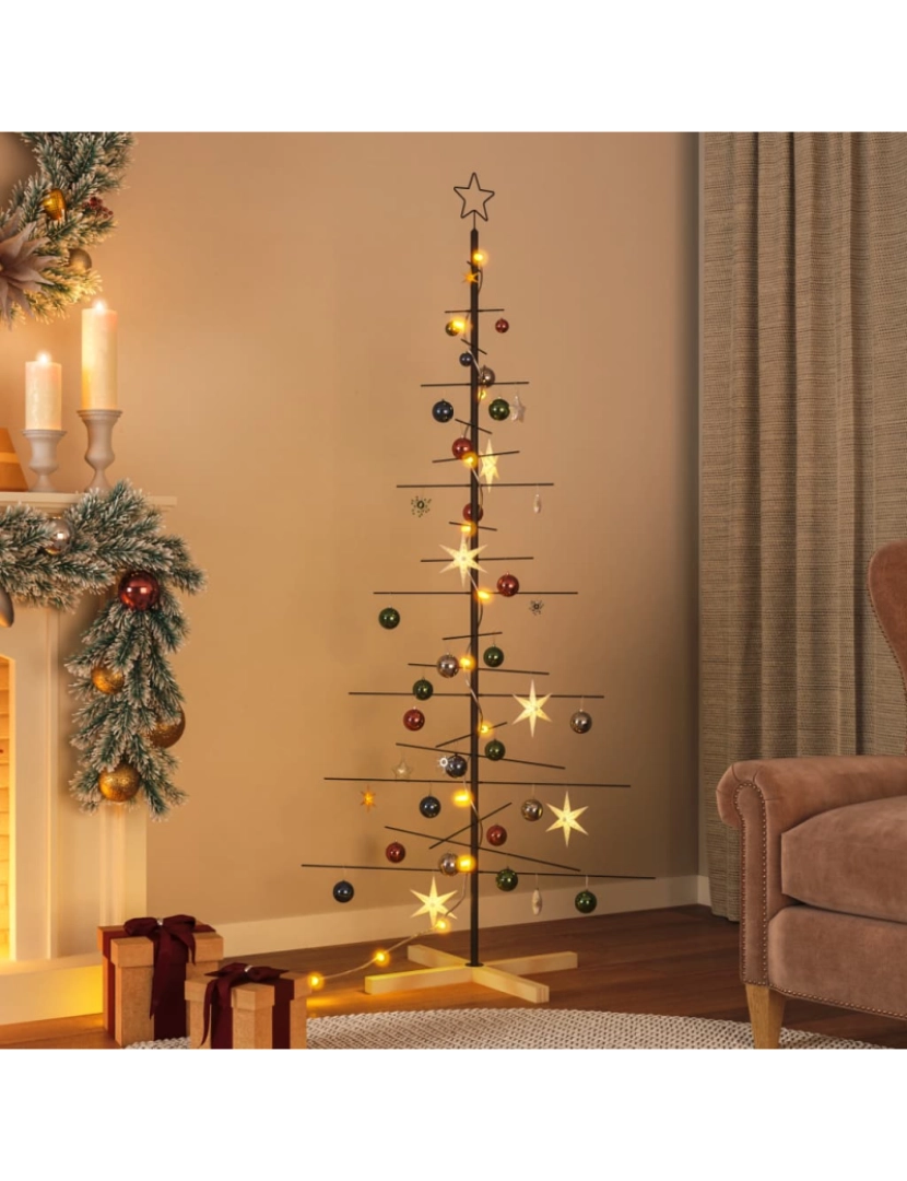 Vidaxl - vidaXL Árvore de Natal de metal com base em madeira 180 cm preto