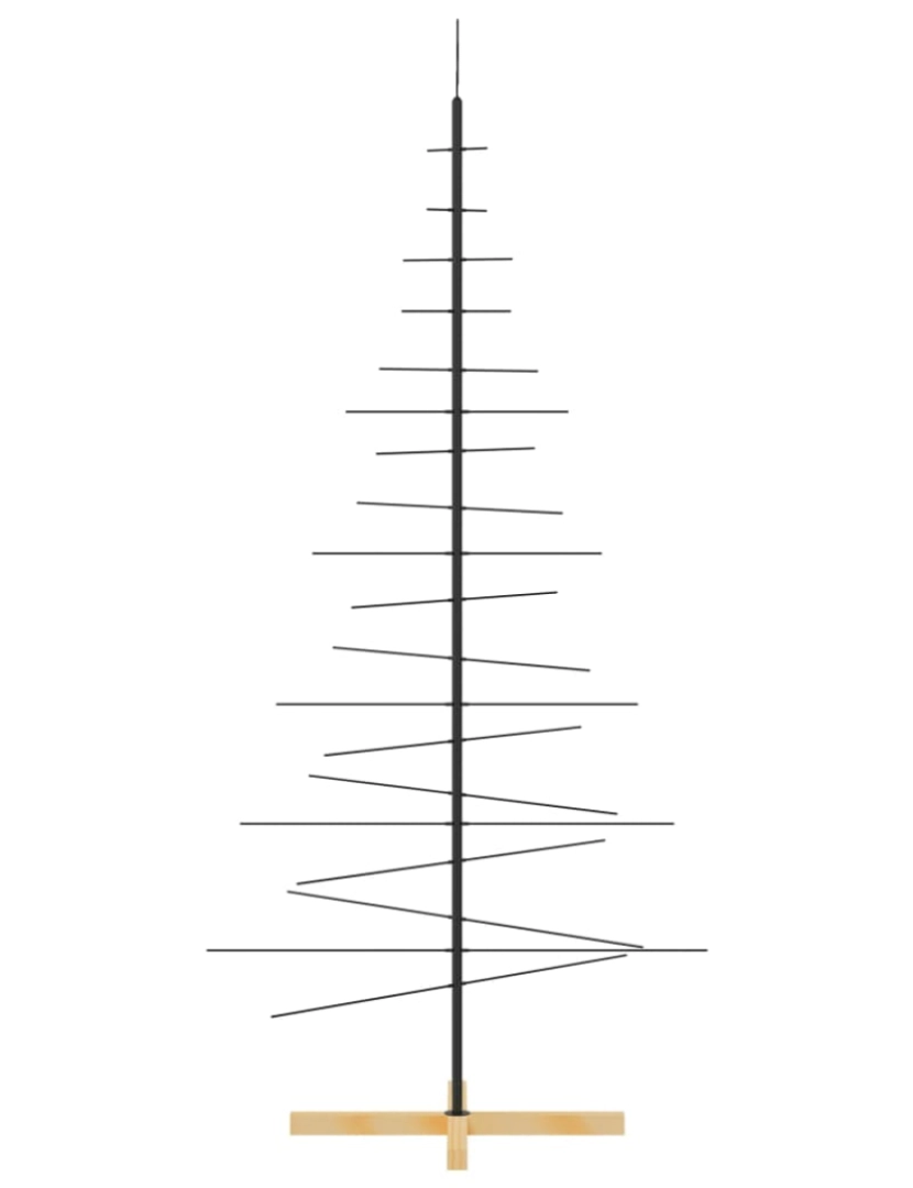 imagem de vidaXL Árvore de Natal de metal com base em madeira 180 cm preto5