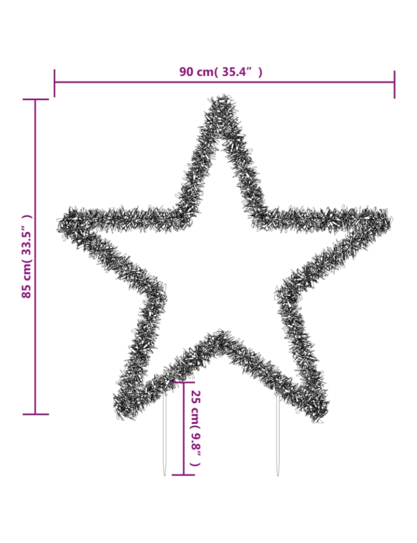 imagem de vidaXL Decoração estrela de Natal c/ luz e estacas 115 luzes LED 85 cm11