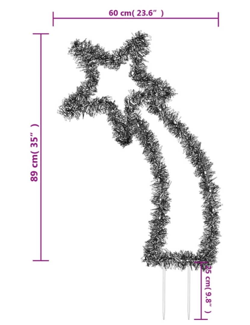 imagem de vidaXL Decoração de Natal meteoro c/ luz e estacas 115 luzes LED 85 cm11