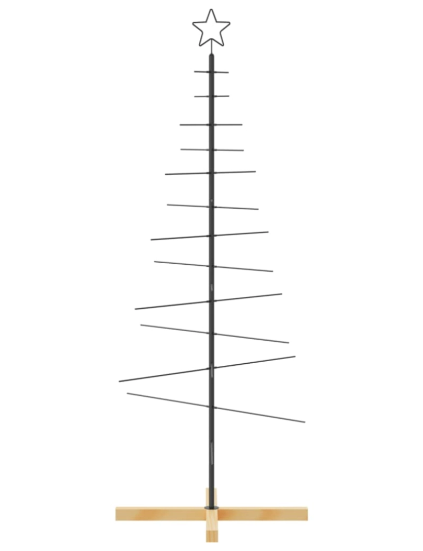 imagem de vidaXL Árvore de Natal de metal com base em madeira 150 cm preto4