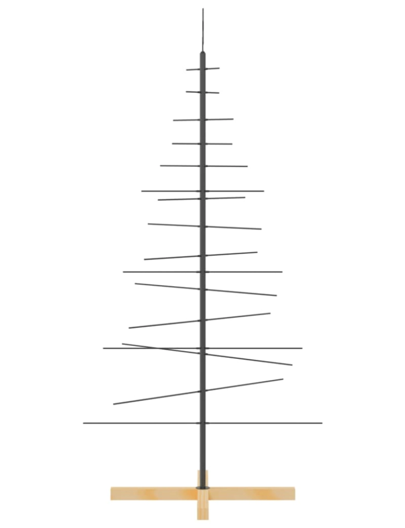 imagem de vidaXL Árvore de Natal de metal com base em madeira 150 cm preto5