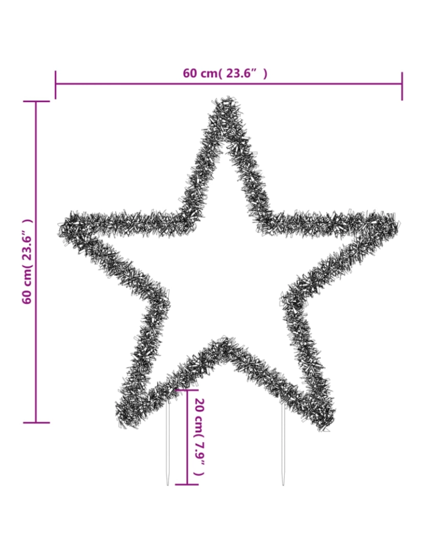 imagem de vidaXL Decoração estrela de Natal c/ luz e estacas 80 luzes LED 60 cm11