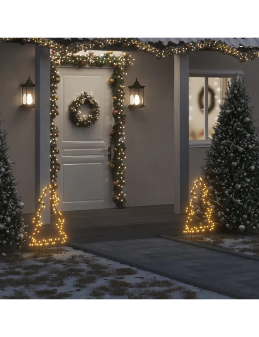 imagem de vidaXL Decoração árvore de Natal c/ luz e estacas 80 luzes LED 60 cm1