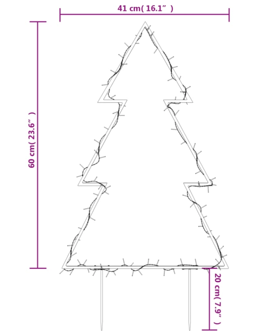 imagem de vidaXL Decoração árvore de Natal c/ luz e estacas 80 luzes LED 60 cm11