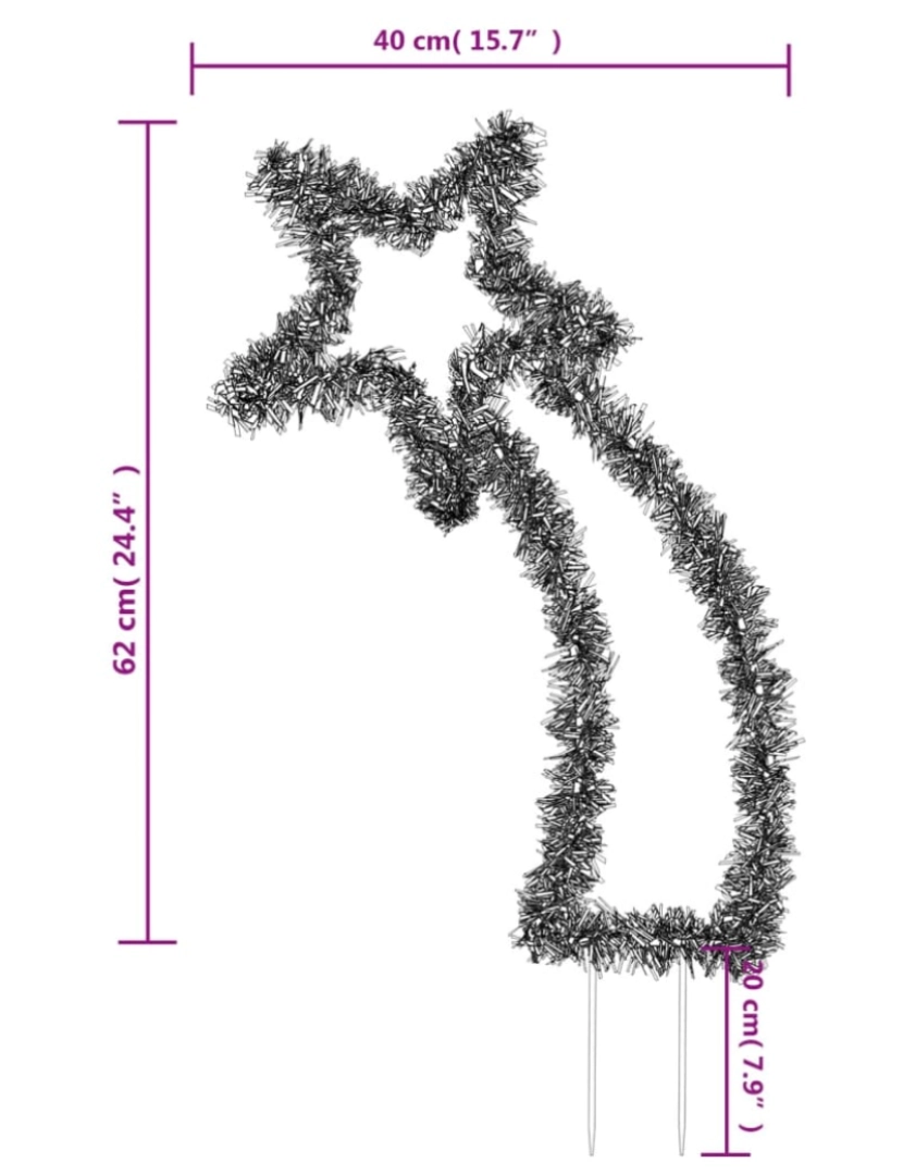 imagem de vidaXL Decoração de Natal meteoro c/ luz e estacas 80 luzes LED 62 cm11