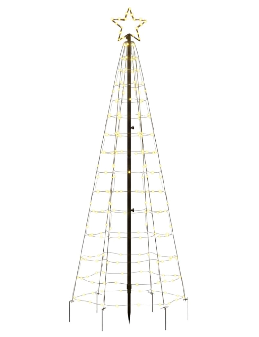 imagem de vidaXL Árvore de Natal luminosa c/ estacas 220 LED 180cm branco quente5