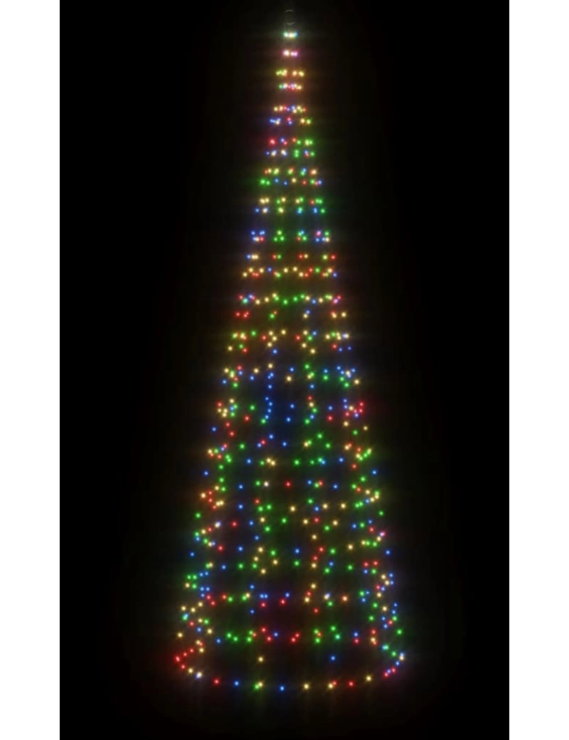 imagem de vidaXL Árvore Natal c/ luz mastro bandeira 550 LEDs 300 cm colorido4