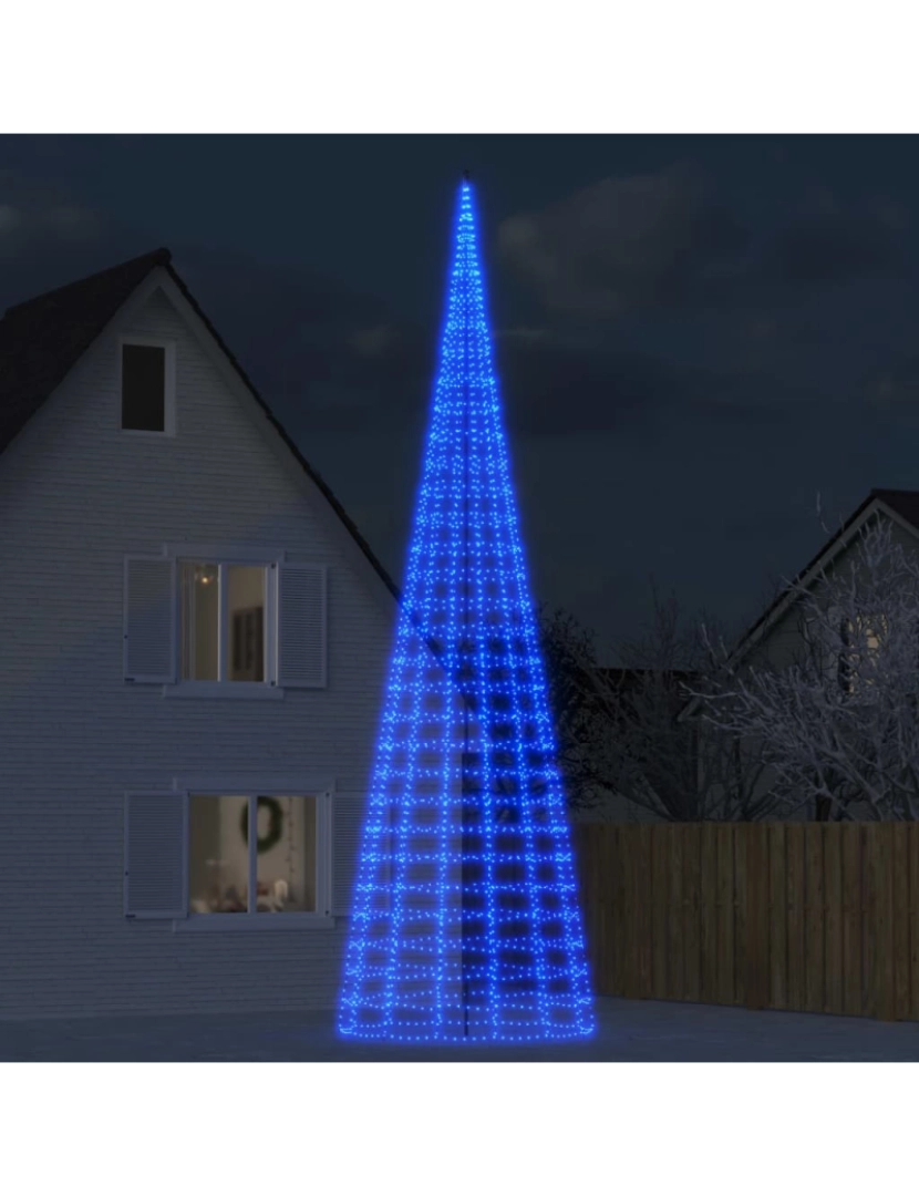 imagem de vidaXL Iluminação árvore de Natal em mastro 3000 luzes LED 800 cm azul1