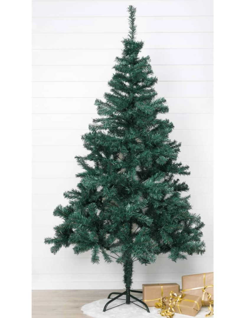 imagem de HI Árvore de natal com suporte de metal 180 cm verde2