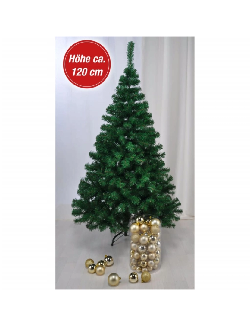 imagem de HI Árvore de natal com suporte de metal 120 cm verde2