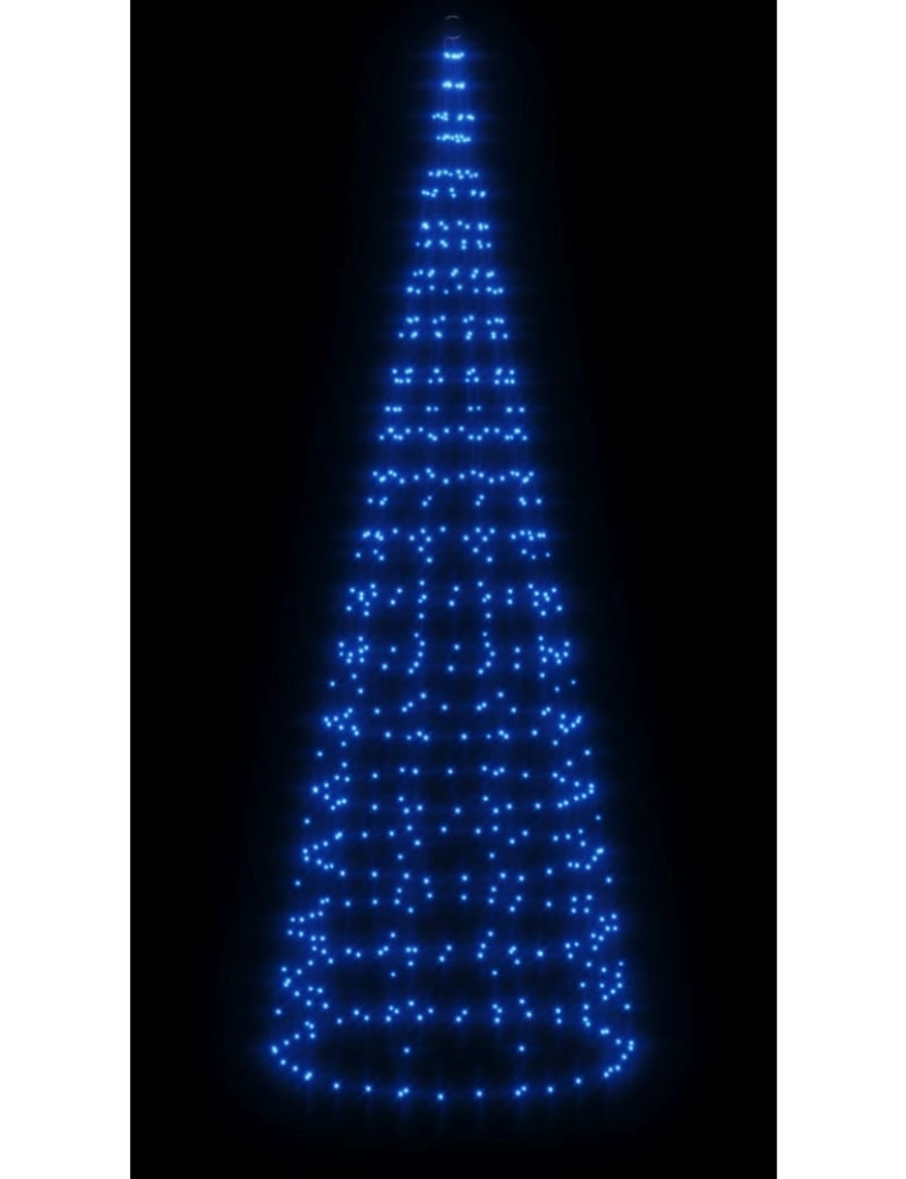 imagem de vidaXL Árvore Natal c/ luz mastro bandeira 550 luzes LED 300 cm azul4