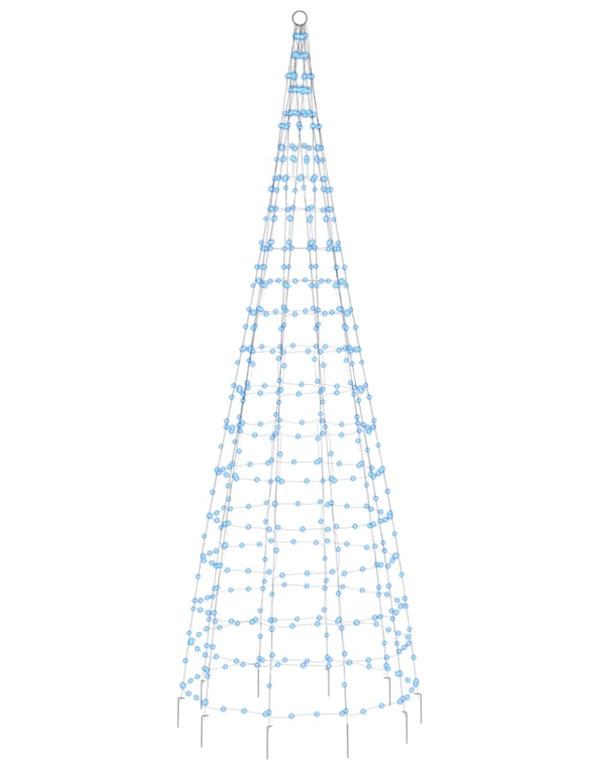 imagem de vidaXL Árvore Natal c/ luz mastro bandeira 550 luzes LED 300 cm azul5