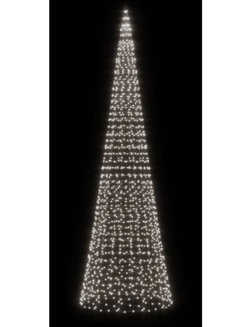 imagem de vidaXL Árvore Natal c/ luz mastro bandeira 1534 LEDs 500cm branco frio4