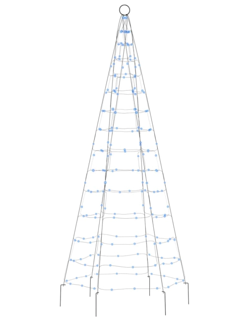 imagem de vidaXL Iluminação árvore Natal em mastro 200 luzes LED 180 cm azul5