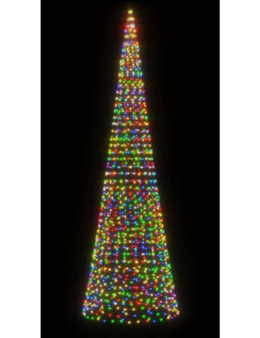 imagem de vidaXL Árvore de Natal c/ luz mastro bandeira 1534 LEDs 500cm colorido4