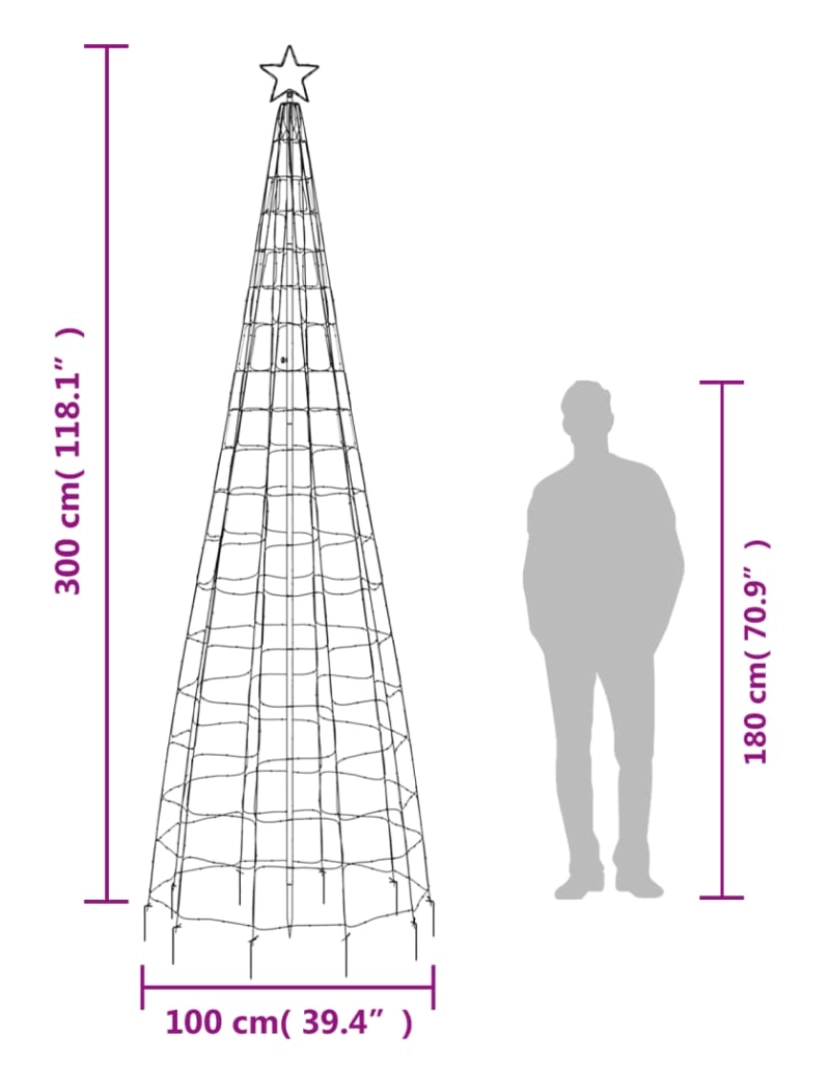 imagem de vidaXL Árvore de Natal luminosa c/ estacas 570 LED 300cm branco quente11