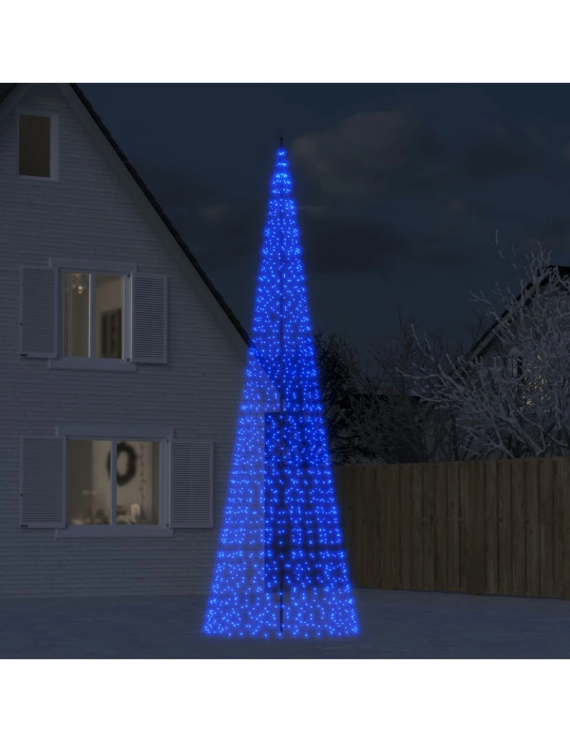 imagem de vidaXL Árvore de Natal c/ luz mastro de bandeira 1534 LEDs 500 cm azul1