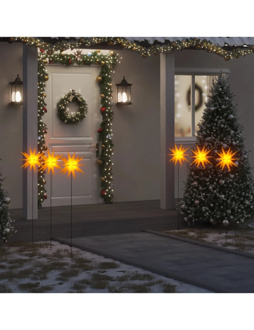 imagem de vidaXL Luzes de Natal com espigões 3 pcs LED dobrável 35 cm amarelo2