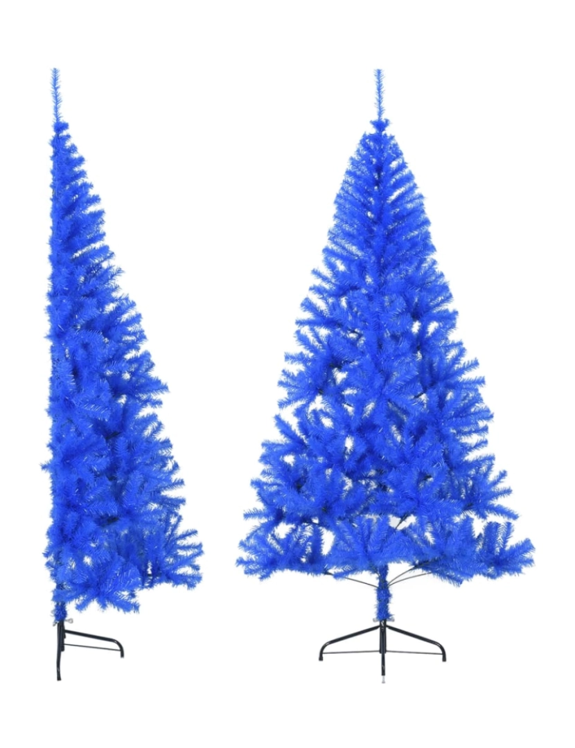 imagem de vidaXL Meia árvore de Natal artificial com suporte 240 cm PVC azul1