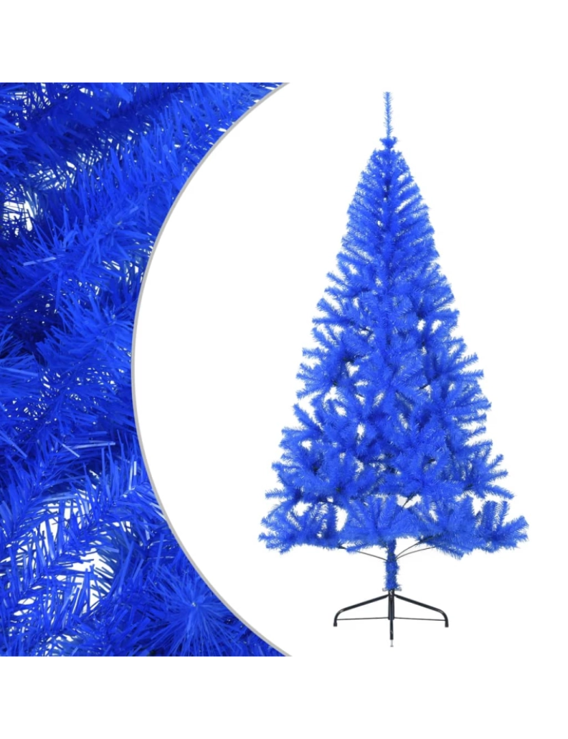 imagem de vidaXL Meia árvore de Natal artificial com suporte 240 cm PVC azul3