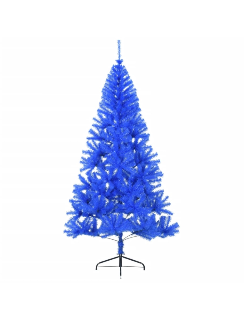 imagem de vidaXL Meia árvore de Natal artificial com suporte 240 cm PVC azul4