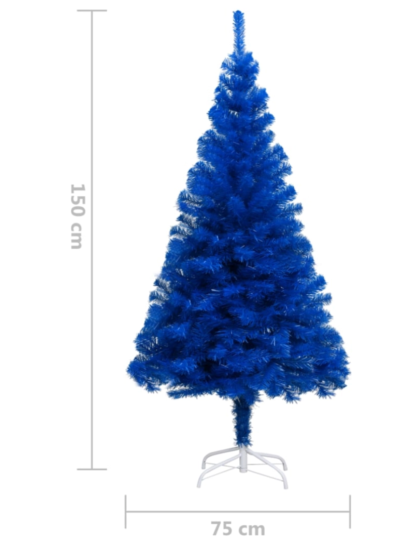 imagem de vidaXL Árvore Natal artificial pré-iluminada c/ bolas 150cm PVC azul11