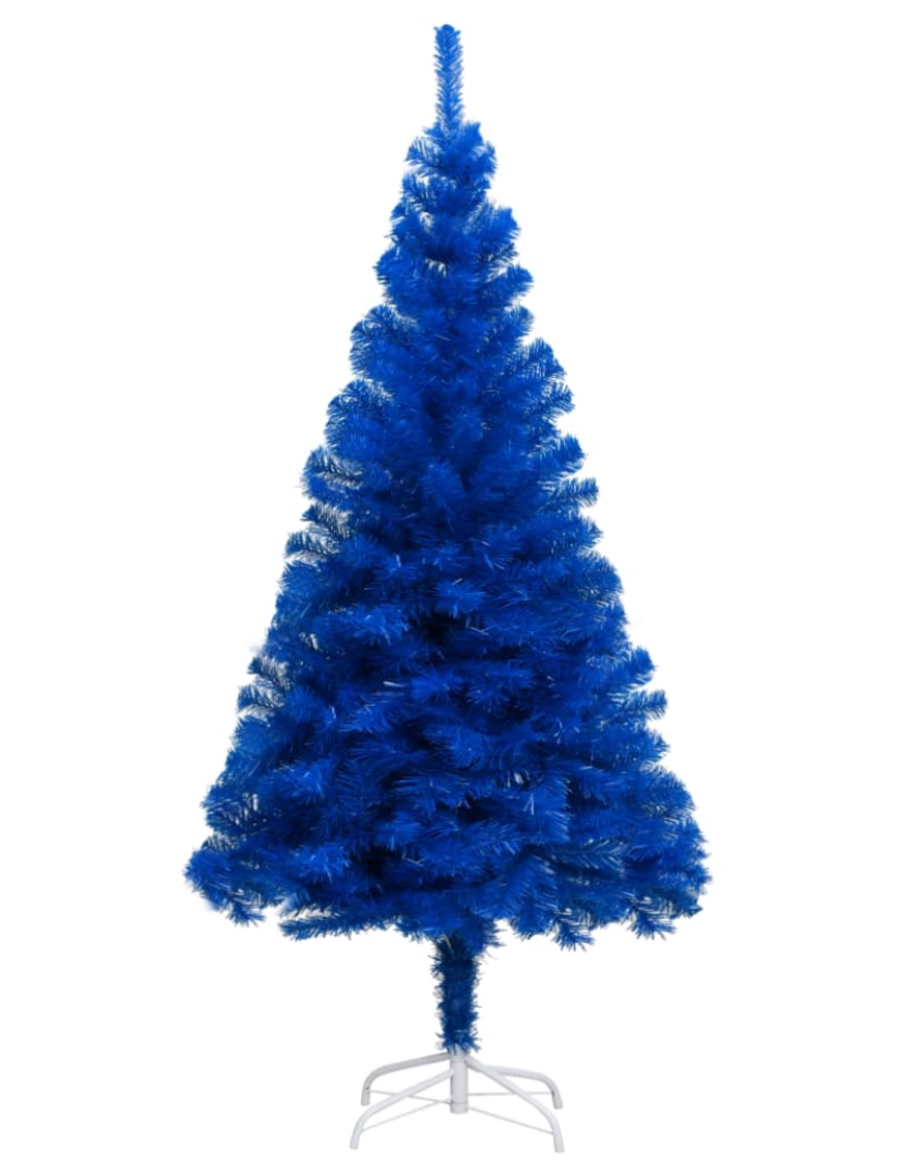 imagem de vidaXL Árvore Natal artificial pré-iluminada c/ bolas 180cm PVC azul3