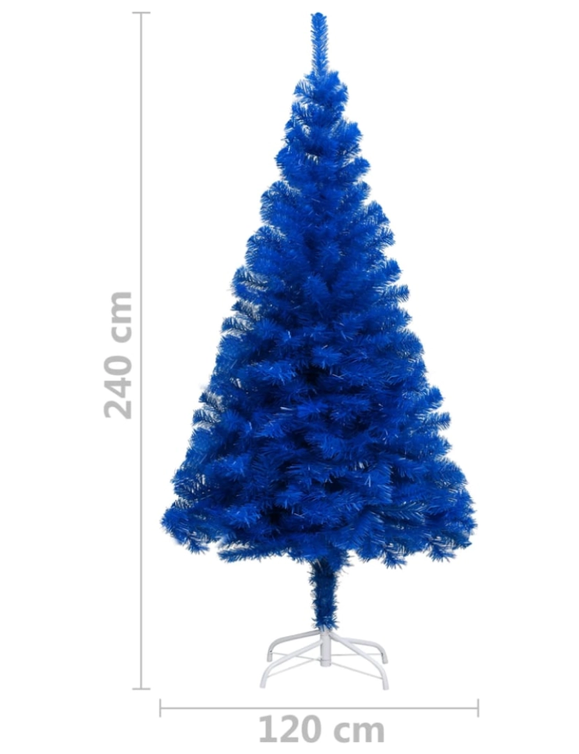 imagem de vidaXL Árvore Natal artificial pré-iluminada c/ bolas 240cm PVC azul11