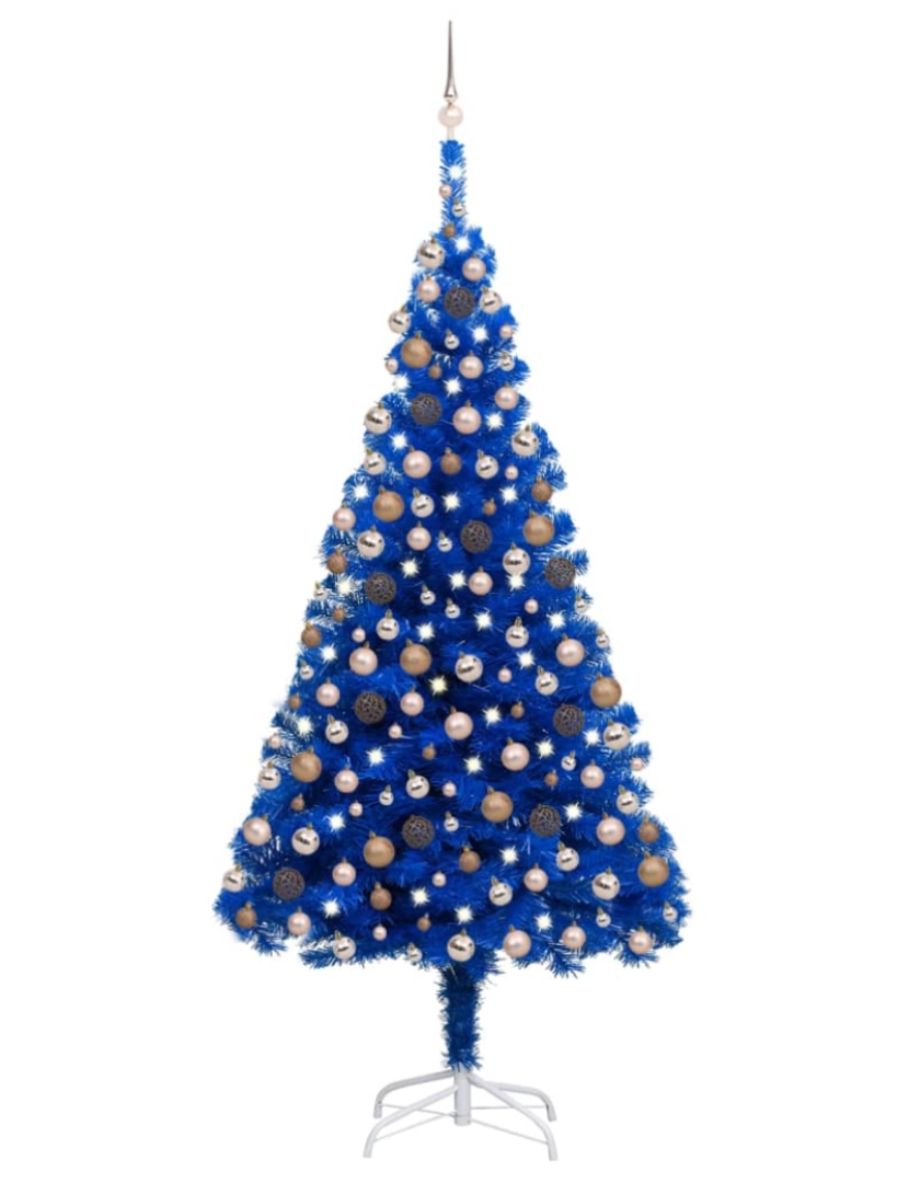 imagem de vidaXL Árvore Natal artificial pré-iluminada c/ bolas 240cm PVC azul2