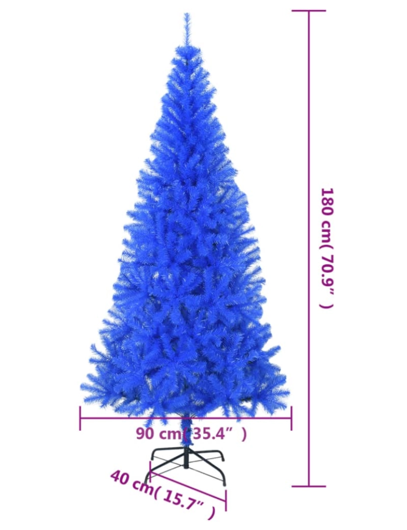 imagem de vidaXL Árvore de Natal artificial com suporte 180 cm PVC azul7