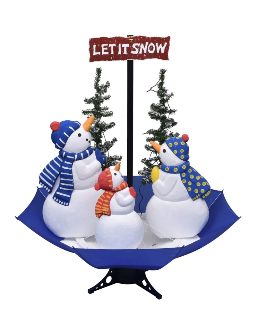 imagem de vidaXL Árvore Natal c/ neve base formato guarda-chuva 170 cm PVC azul4