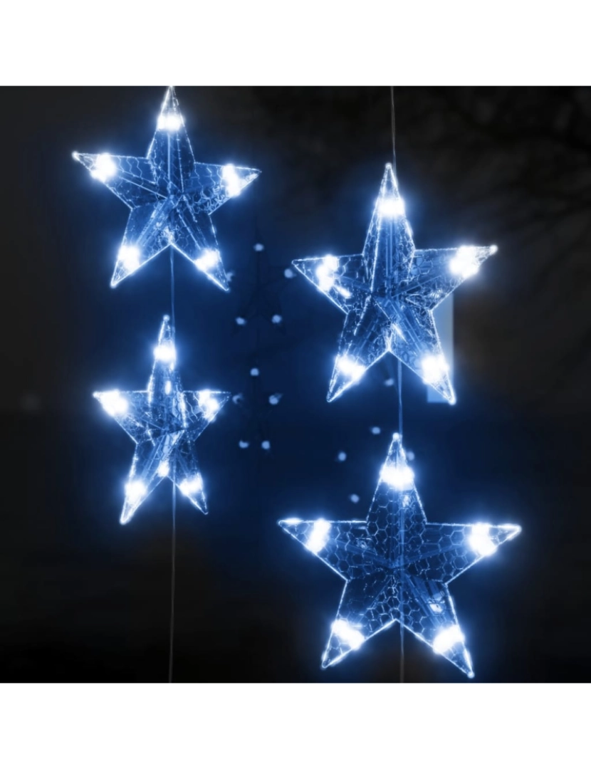 imagem de vidaXL Cortina iluminação c/ estrelas 200 LEDs 8 funções azul6