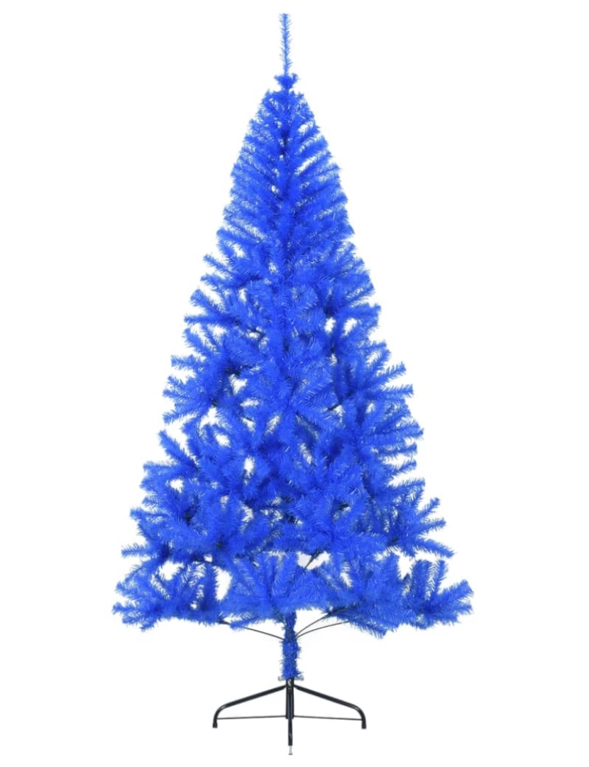 imagem de vidaXL Meia árvore de Natal artificial com suporte 210 cm PVC azul4