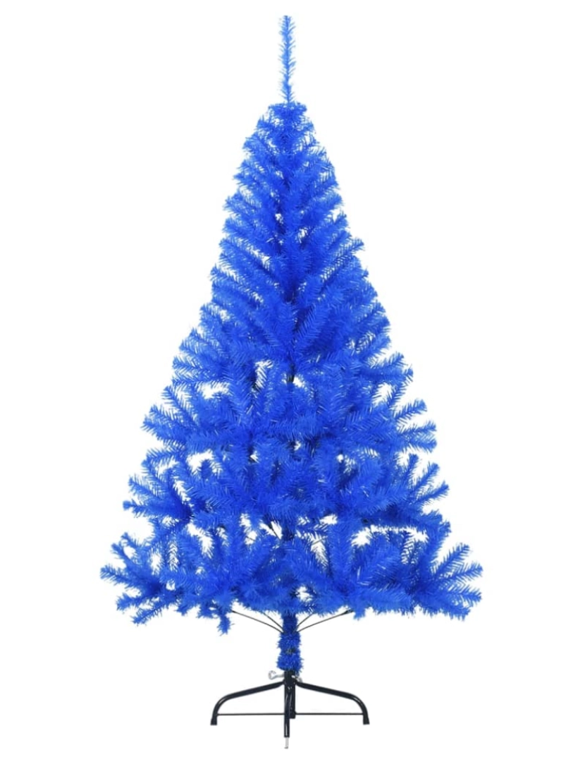 imagem de vidaXL Meia árvore de Natal artificial com suporte 150 cm PVC azul4