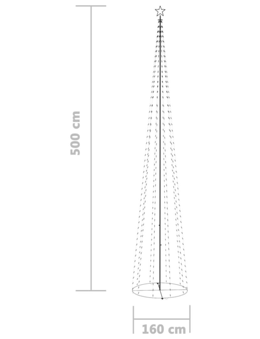 imagem de vidaXL Árvore de Natal em cone c/ 752 luzes LED 160x500 cm azul9